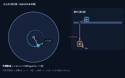 糸でつながれた物体の円運動の画面