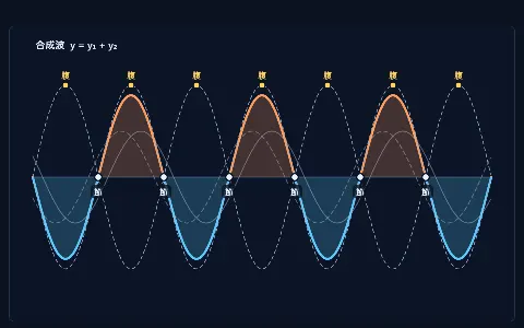 波の重ね合わせの画面